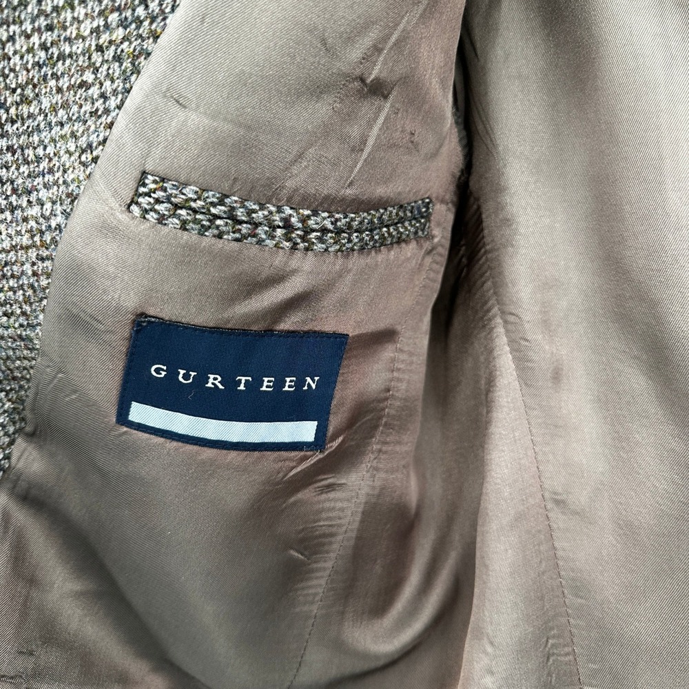 Gurteen Harris Tweed Blazer Mens 38L Grey Green Wool Sport Coat Handwoven Luxury - Picture 3 of 11